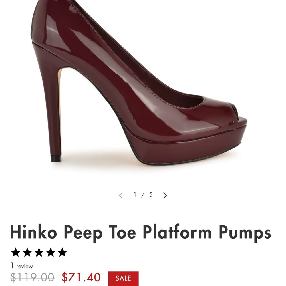 Nine West Burgundy Peep Toe Platform Heels